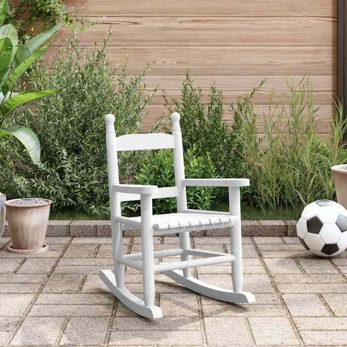 Elégant Fauteuil Relaxant - pour adulte - Chaise à bascule enfants blanc bois de peuplier massif - L36 x l 465 x H57cm &0_7055098