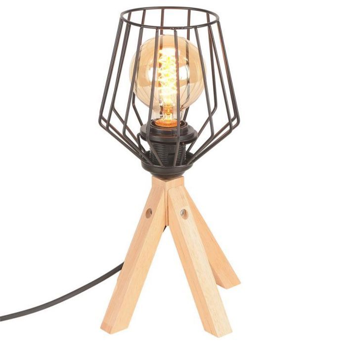 Lampe de table - Rétro - Métal noir - Liseuse - Abat-jour Ø18 x H32 cm