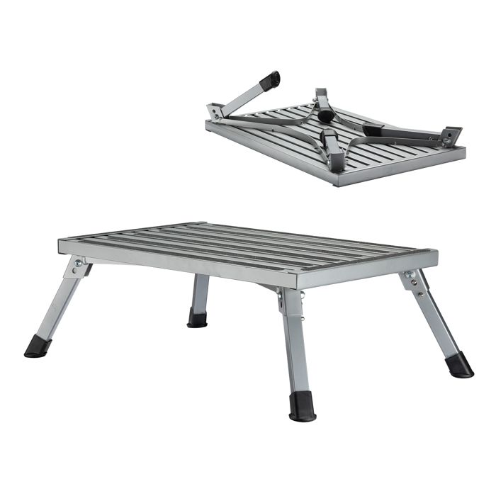 Wiltec Marchepied de camping jusquà 150 kg Tabouret pliable en acier Échelle à 1 marche Wiltec Marchepied de camping jusquà 150 kg Tabouret pliable en acier Échelle à 1 marche