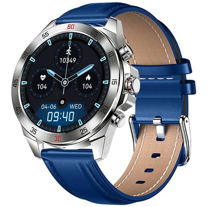 Montre Connectée Homme Appels Et Sms Sport Santé Écran Tactile Autonomie Batterie 7 Jours Bracelet Cuir Pro Business