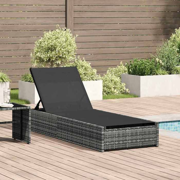 Transat/Lit-canapé dextérieur - NANAS - Bain de Soleil simple - Gris 2005 x 70 x 75cm polyrotin 3381917210