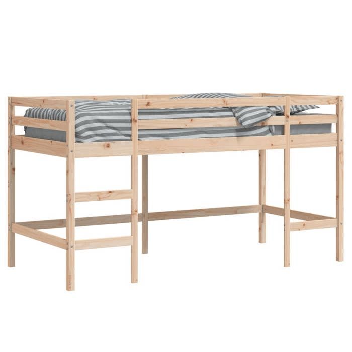 Petit simple Lit - Cadre de Li/Lit mezzanine - 2 PLACES - denfants sans matelas avec échelle 80x200ceu30h