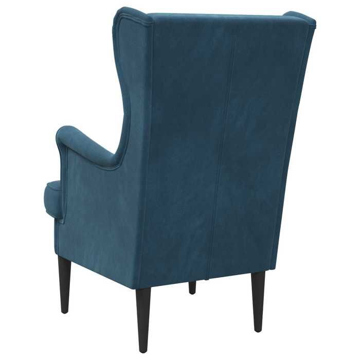 Confortable Fauteuil simple pour salon bureau chaise relax Bleu Velours__27877
