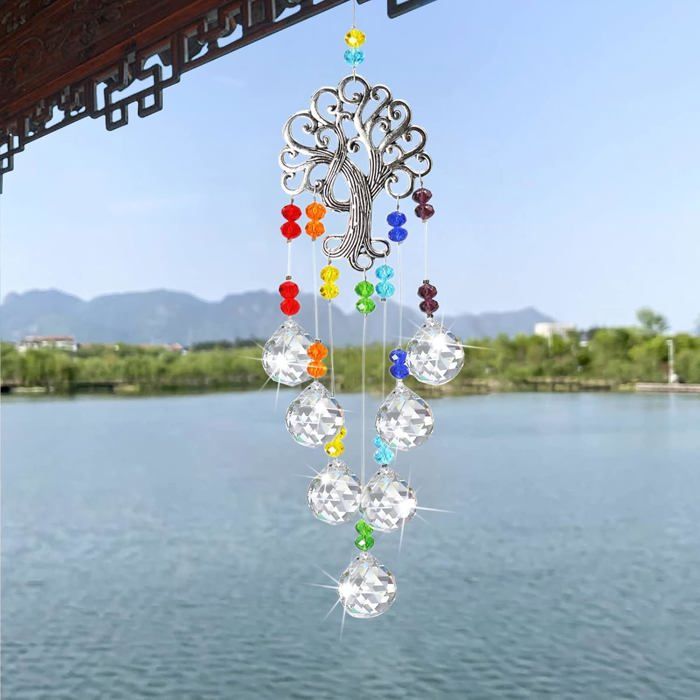 Soleil Cristal Prisme Fenêtre Suncatcher Capteur Attrape-Soleil Suspendu pour Accueil Jardin Lampe Cristal Pendentif - Colour