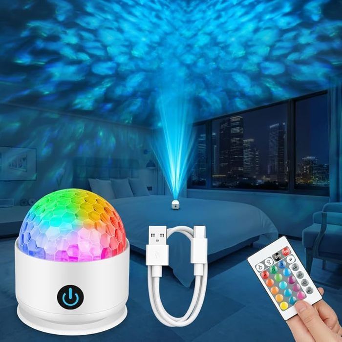 Projecteur Ciel Étoilé 16 Couleurs LED Vague Océanique Projecteur Projecteur de Galaxie avec Télécommande Luminosité Réglables