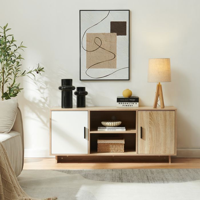 Meuble TV Kenta 120 x 39 x 52 cm effet chêne sonoma blanc
