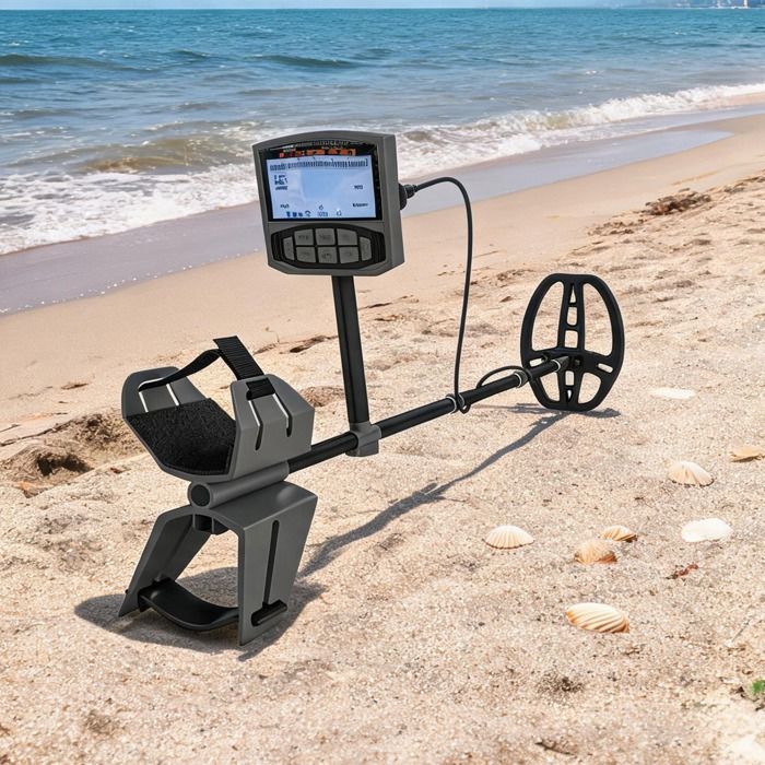 Détecteur de métaux 5 modes avec bobine étanche IP68 et écran LCD gris ardoise 130 cm réglable