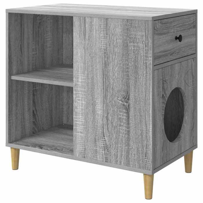 Maison pour Chat - vidaXL - cabane pour chat - bois dingénierie - gris sonoma - 72 x 42.5 x 70 cm{oef13c}