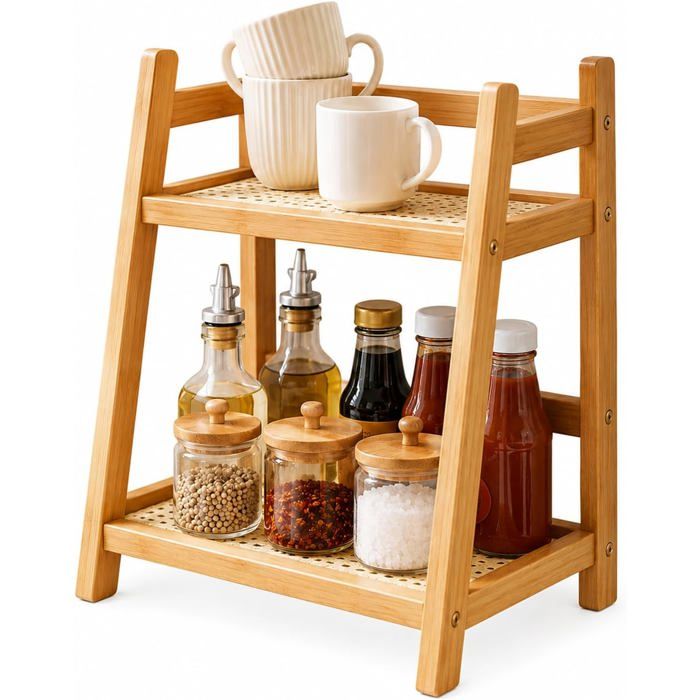 Organisateur De Cuisine En Bambou 26X18X28.5Cm Étagère De Cuisine[AT151]