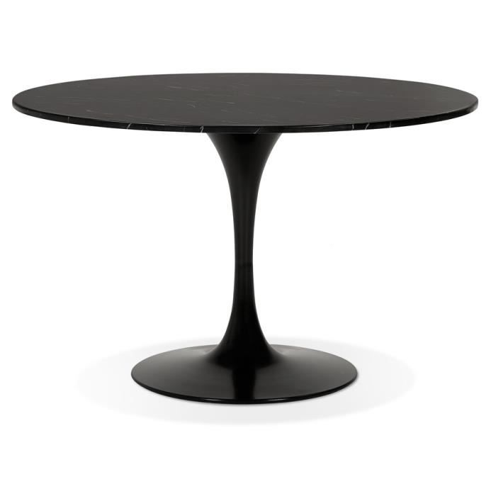table à dîner ronde 'witney' en marbre et métal noir - ø 120 cm