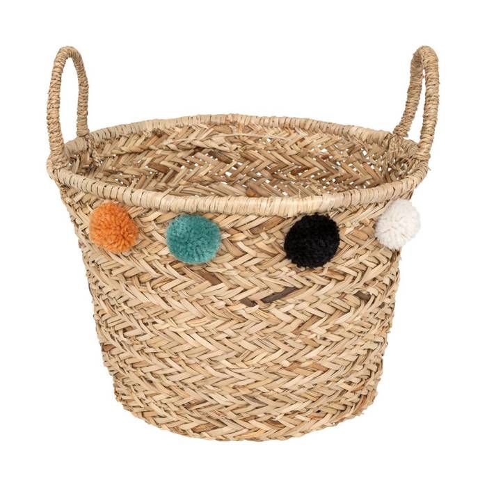 Panier enfant pompons Livi roseau D41cm Panier enfant pompons Livi roseau D41cm