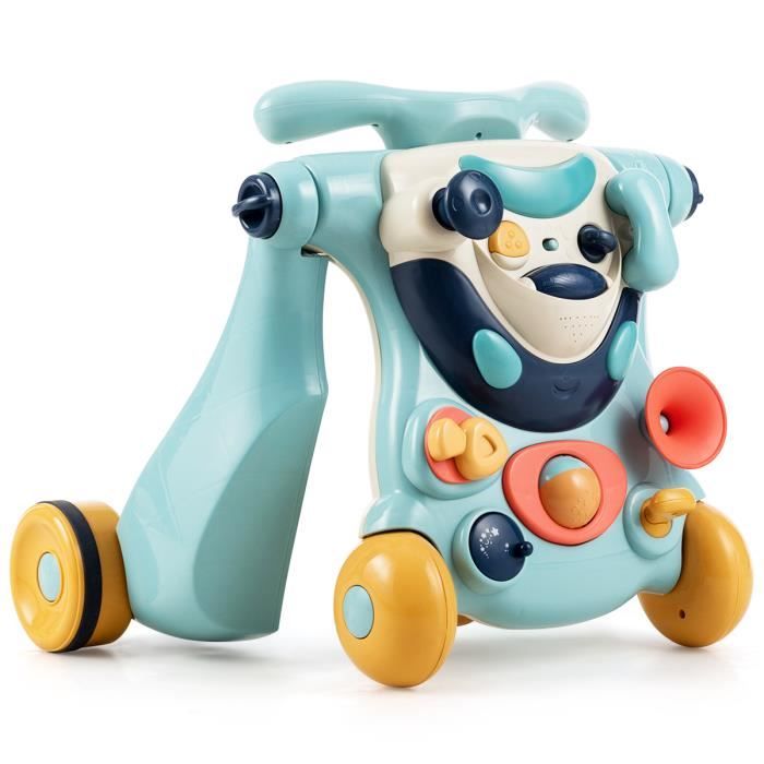 Costway 2 En 1trotteur Parlant Avec Lumieres Convertitable En Pousseur Pour Apprendre A Marcher Pour Garcon Fille De 6 Mois Bleu Cdiscount Puericulture Eveil Bebe