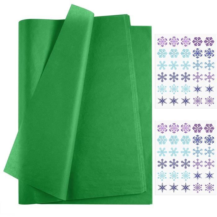 Lot de 60 feuilles de papier de soie pour emballage cadeau 50 x 50 cm Vert