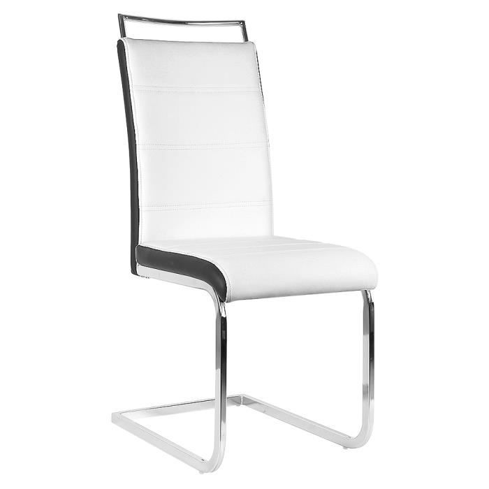 YGONGMYL Lot de 2 Chaises de Salle à Manger - Chic et pratique - Chaises de Cuisine en PU Blanc avec Pieds en Métal Chromés
