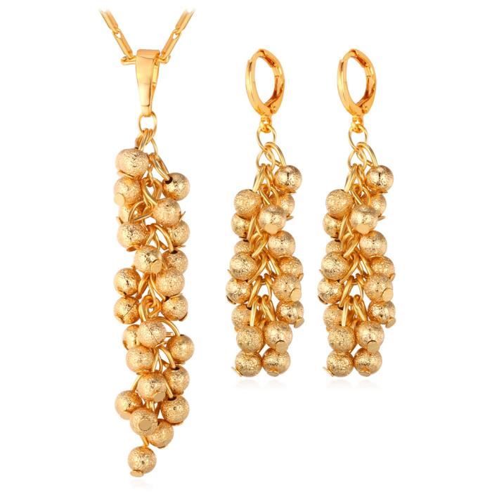 Parure De Bijoux Femme En Or Jaune Plaqué 22k – Chaîne Longue, 54 Grammes, Neuve