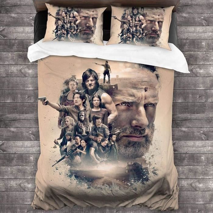The Walking Dead Avec Housse De Couette Ensemble De Literie 3PCS Housse de Couette Taie d'oreiller UK/EU Taille