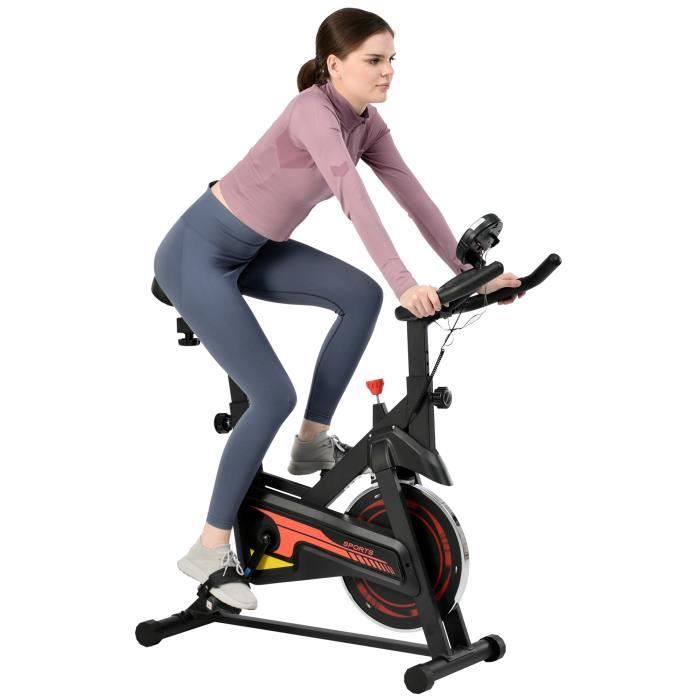 Velo d appartement volant d inertie de 4kg mesure de la frequence cardiaque maison entrainement max 120 kg Cdiscount Sport