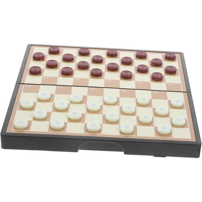Jeu De Dames Et Backgammon – 32 Pions En Plastique Noir Et Blanc – Dés Inclus – Parfait Pour Enfants Dès 3 Ans