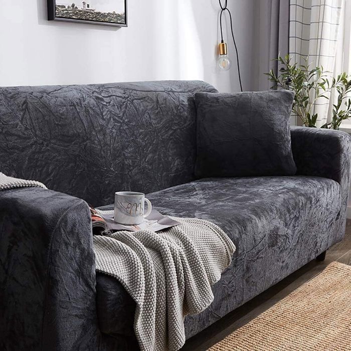 Housse De Canapé Jacquard Extensible, Douce Et Décorative, Gris Clair 3 Places 190 230 Cm 96796726