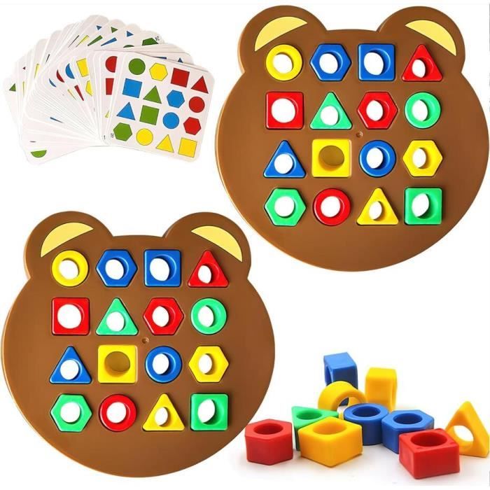 Jeu dassociation de Formes - Sensoriel - Couleur Géométriques - Précoce - Éducation Enfant