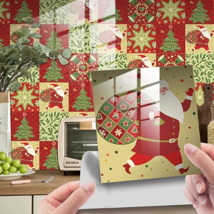Autocollant Murale Noël Père Noël Traversant Un Mur De Briques - Déco Festive Pour Salon, Chambre, Bureau !