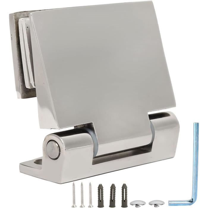2 Charnières Pivotantes Porte Verre Acier Inox Réglable 40x20x10mm Clip