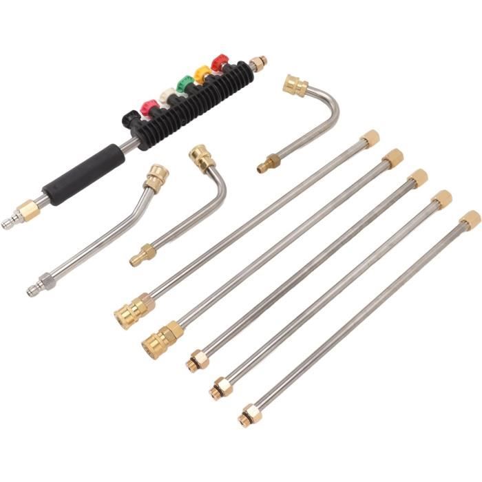 Rallonge Lance Nettoyeur Haute Pression 4000PSI - Tiges Droites & Incurvées 30° 90° 120° - Pour Nettoyage Profond