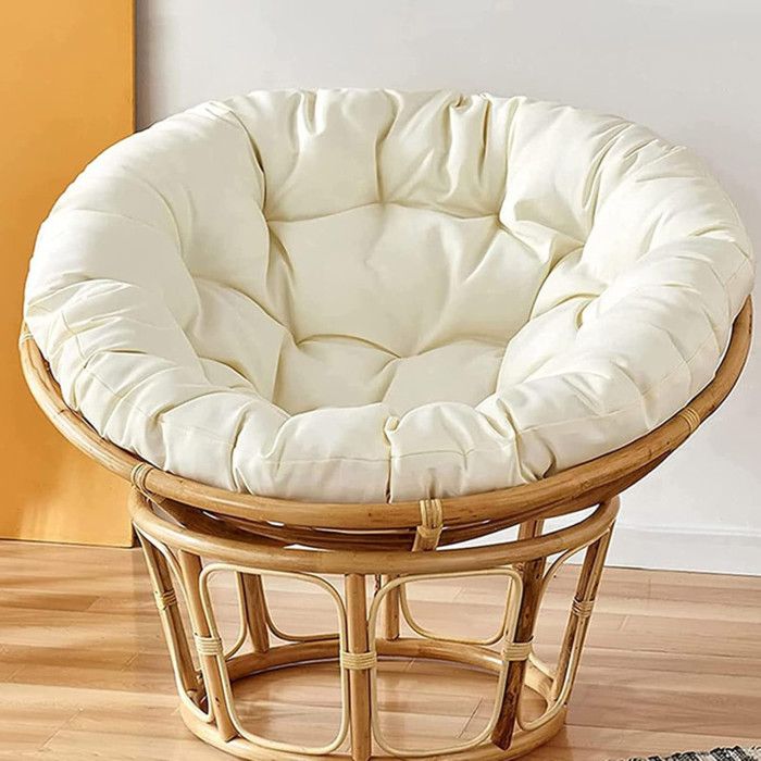 Coussin Pour Fauteuil Papasan – Rond 80 Cm, Imperméable, Couleur Ivoire – Pour Intérieur Et Extérieur