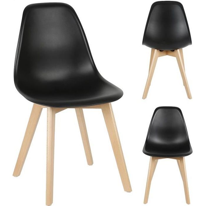 Lot De 4 Chaises Scandinave Pieds Bois Noir Salle à