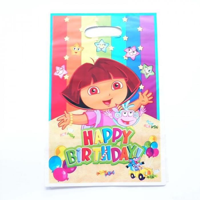 Version Dora 10 Pcs Lot Joyeux Anniversaire Theme Fete Cadeau Sac Decoration Plastique Bonbons Butin Pour Enfants Festival Cdiscount Beaux Arts Et Loisirs Creatifs