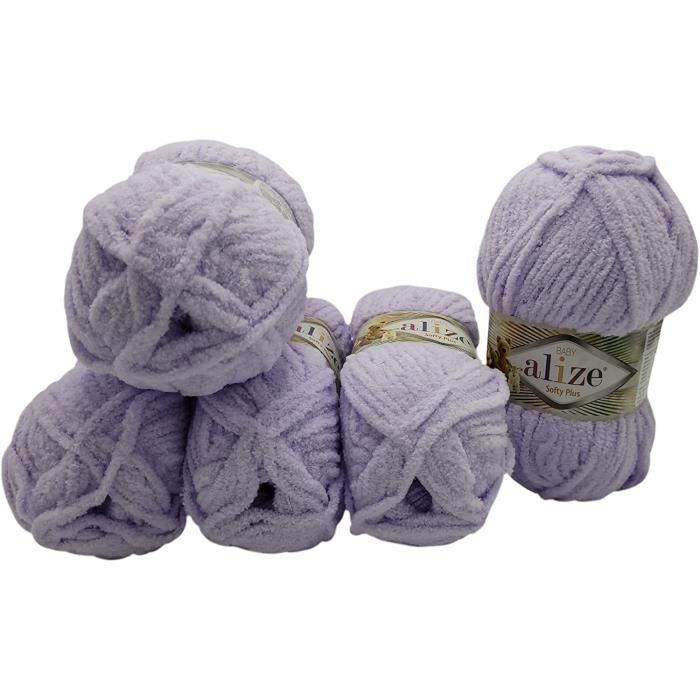 Softy Plus Lot de 5 pelotes de laine à tricoter de 100 g de laine