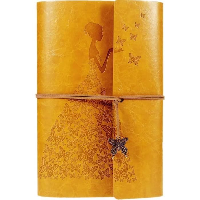 Carnet Vintage Rechargeable En Cuir PU OMEYA - Format A6 18,5x13 Cm, Pages Kraft, Idéal Cadeau Femme