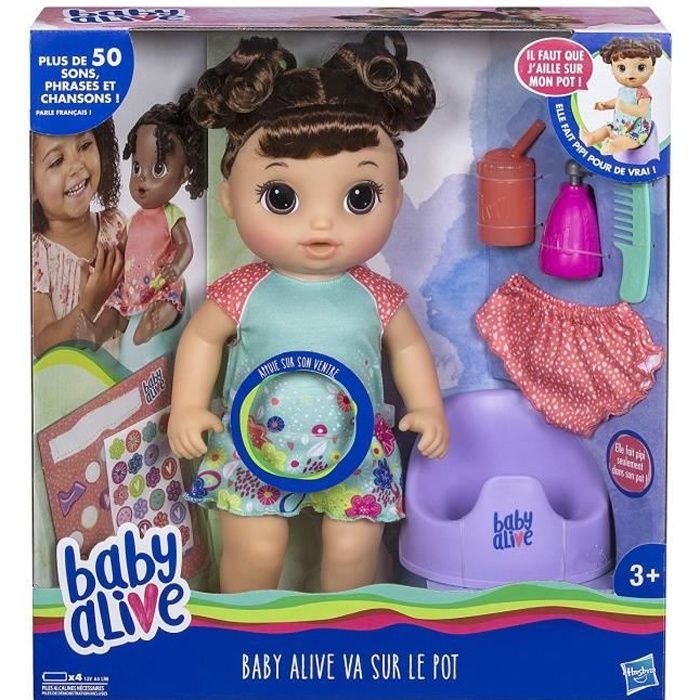 Poupée Baby Alive Va Sur Le Pot Cheveux Bruns - Parle en français