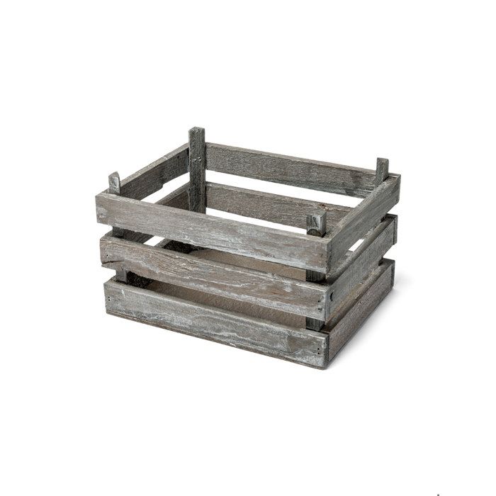 Petite cagette de décoration en bois 11 x 20 x 15 cm - Gris
