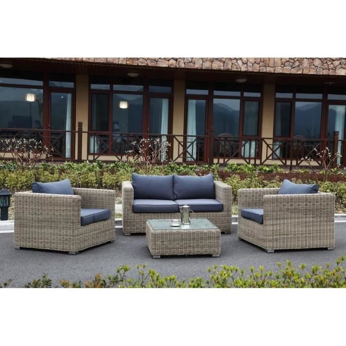Salon De Jardin Resine Tressee Ronde Ensemble 4 Places Aurea Osier