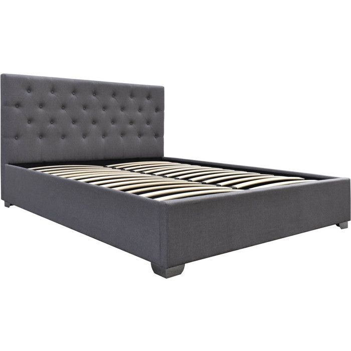 Lit double avec coffre Tino - 180 x 200 cm - Gris