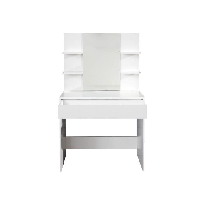 coiffeuse chb collection blanc 85/141/40 - meuble de chambre - contemporain - design - miroir - rangements