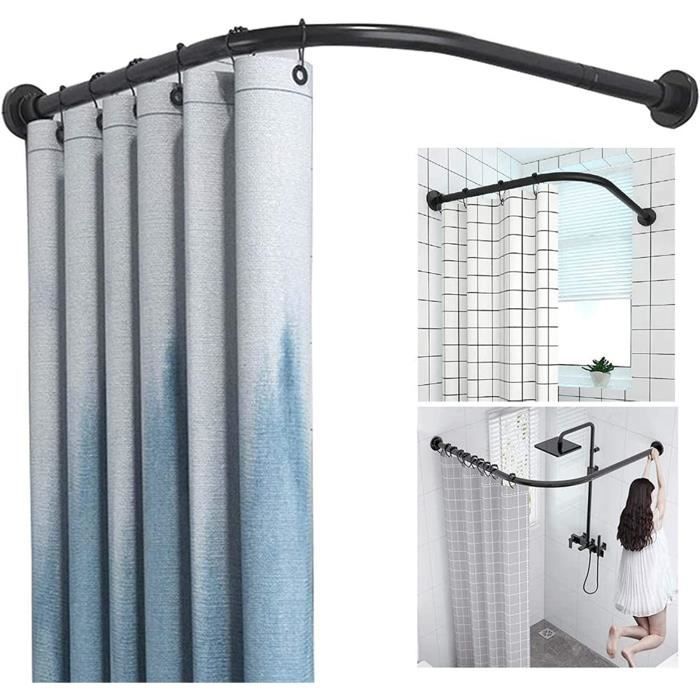 Barre rideau douche extensible angle sans percage en forme de l tringle  rideau douche baignoire inox pour salle de bain baign[A277] - Cdiscount  Maison