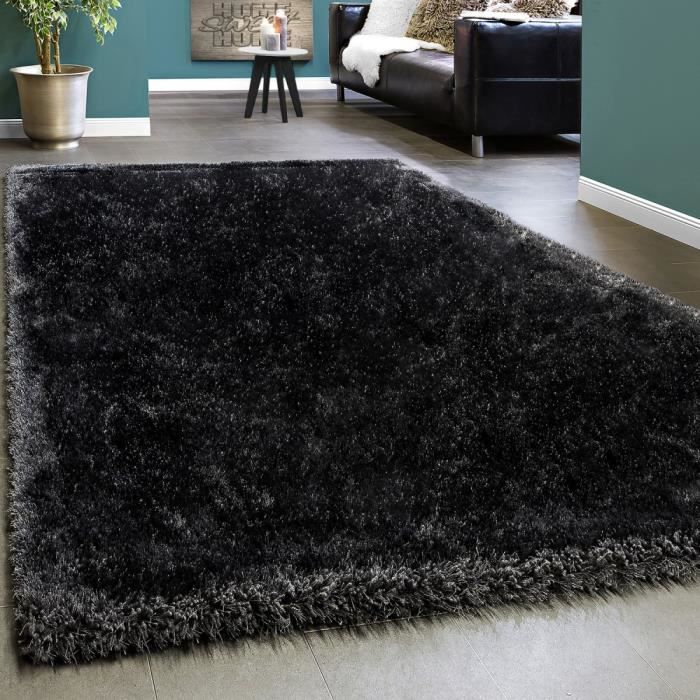 Tapis Salon | Tapis Chambre | Tapis Shaggy à Poils Longs Moderne Noir 240x240 Cm Cfw66282 92002055