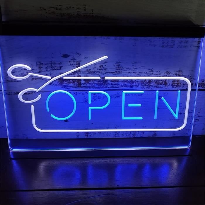 Neon Lights Signs Open Haircut Led Neon Sign, Plug Powered Dual Color