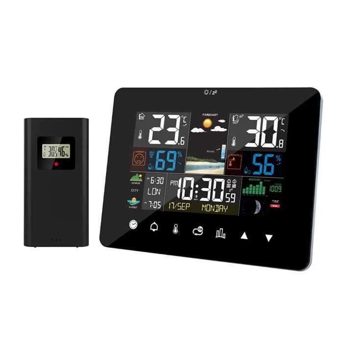 Radio-Réveil Multifonction FISHTEC - Station Météo LCD Couleurs - FM - 7 Langues