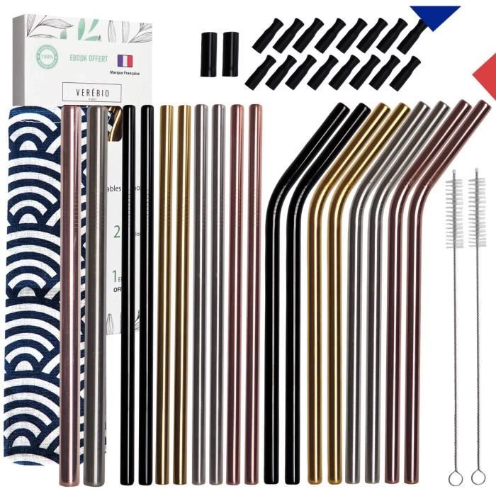 Lot De 2 Brosses à Paille En Silicone Réutilisables - 6mm Et 9mm Pour Nettoyer Pailles Verre, Métal, Smoothie - Facile à Utiliser