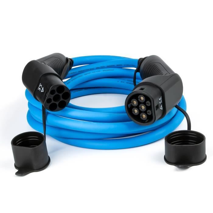 Câble de charge de chargeur de type 2 EV pour voitures électriques PHEV 22kW 32A câble de boîtier de véhicule électrique triphasé