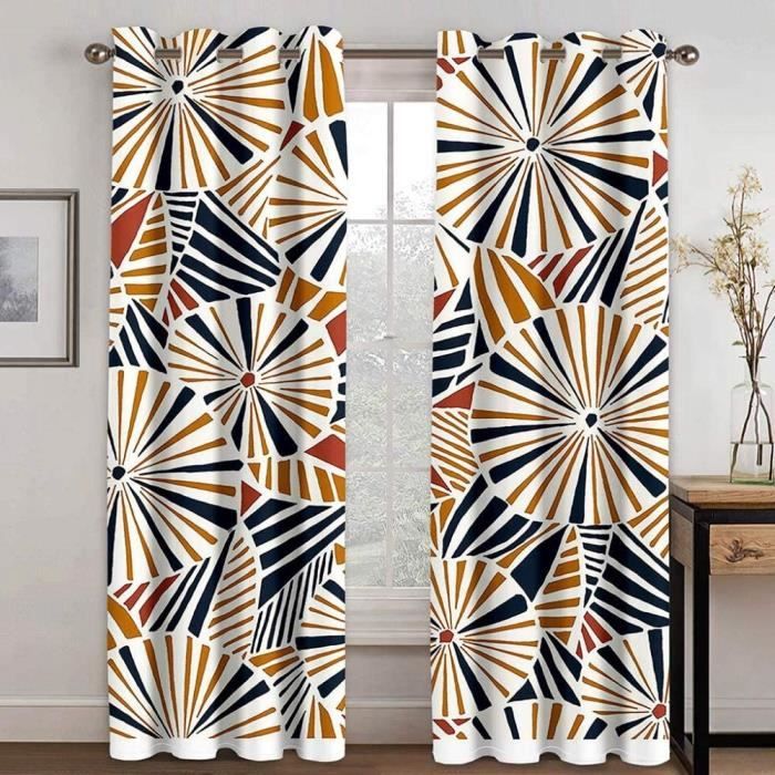 Rideau Occultant, Motif Géométrique Noir Et Blanc - Rideaux Thermiques Imprimé Pour Salon