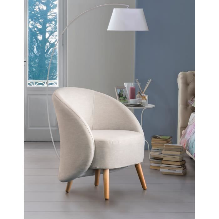 dmora chaise longue annarella, fauteuil design pour le salon, fauteuil relax en tissu rembourré, cm 70x60h80, beige
