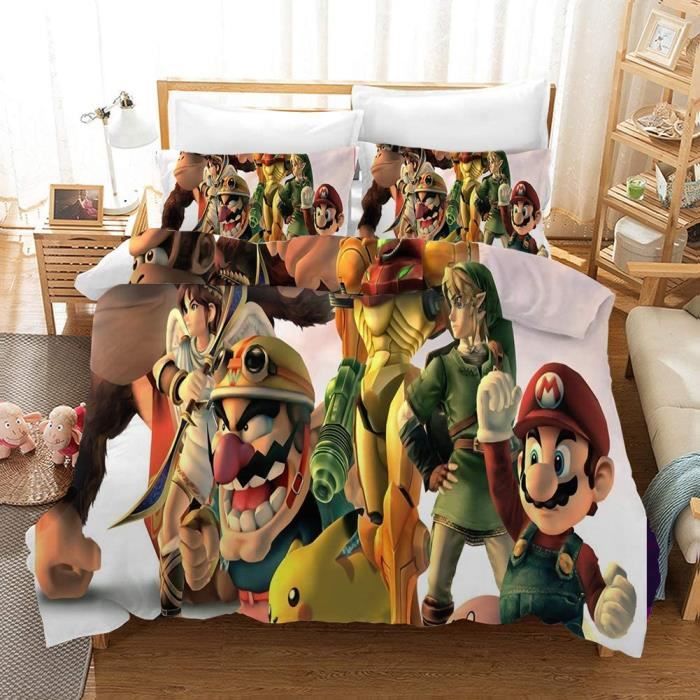 1 135 x 200 cm ZZALL Anime Parure de lit Enfant avec Housse de Couette et taies d'oreiller en Microfibre 