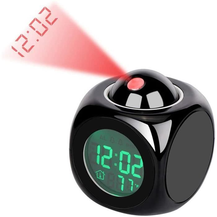 Reveil, Reveil Projecteur Plafond 180°, Horloge Numérique Grand Écran Led, Reveil Numerique