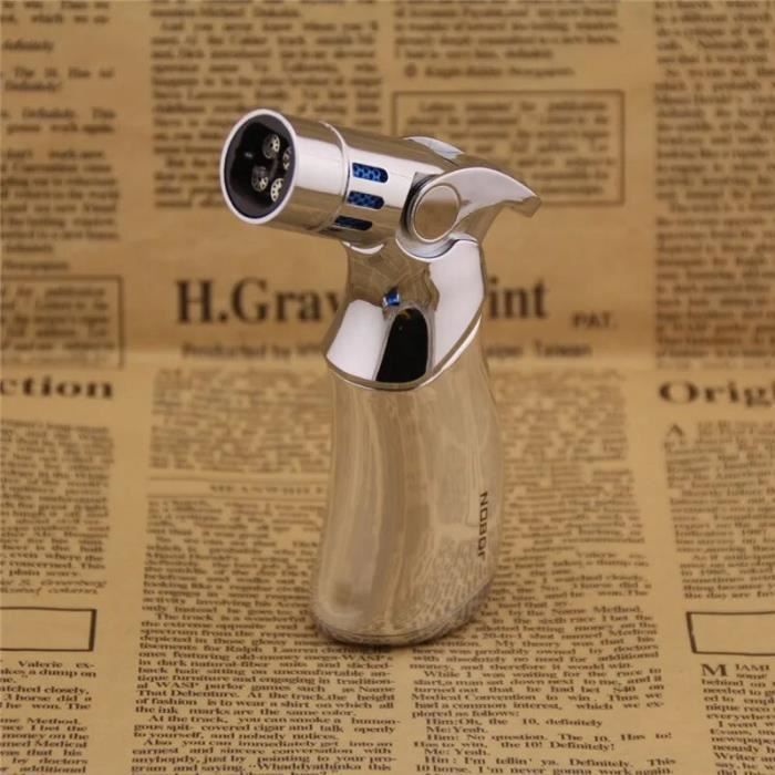 Briquet à Pipe FANKAI Avec Outils 3 En 1 - Flamme Coudée Au Butane - Cadeau Fête Des Pères Ou Noël - Bronze