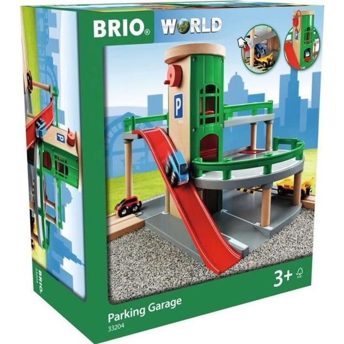 Brio World Garage Rail / Route - 3 niveaux - Accessoire pour circuit de train en bois - Ravensburger