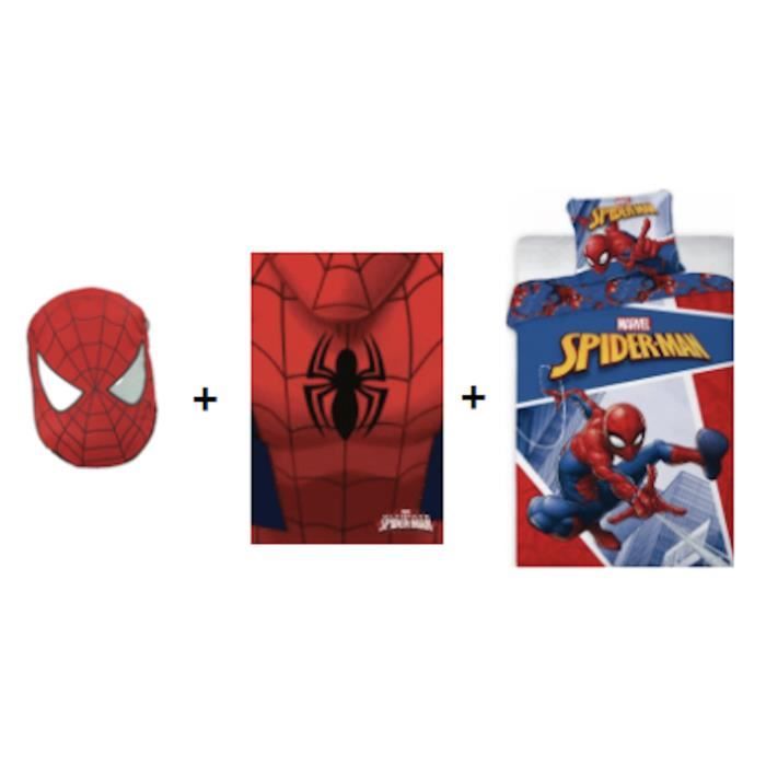 Parure de lit réversible Spiderman - 140 cm x 200 cm  Parure de Lit sur  drap housse, plaid, housse de couette sur Déco de Héros